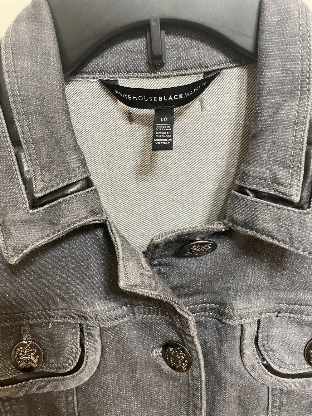 White House Black Market Women's Charcoal Denim Jacket